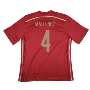 Spain 2014-2015 Home Shirt (World Cup Badge) (L) (Mint) (Martinez 4)_1