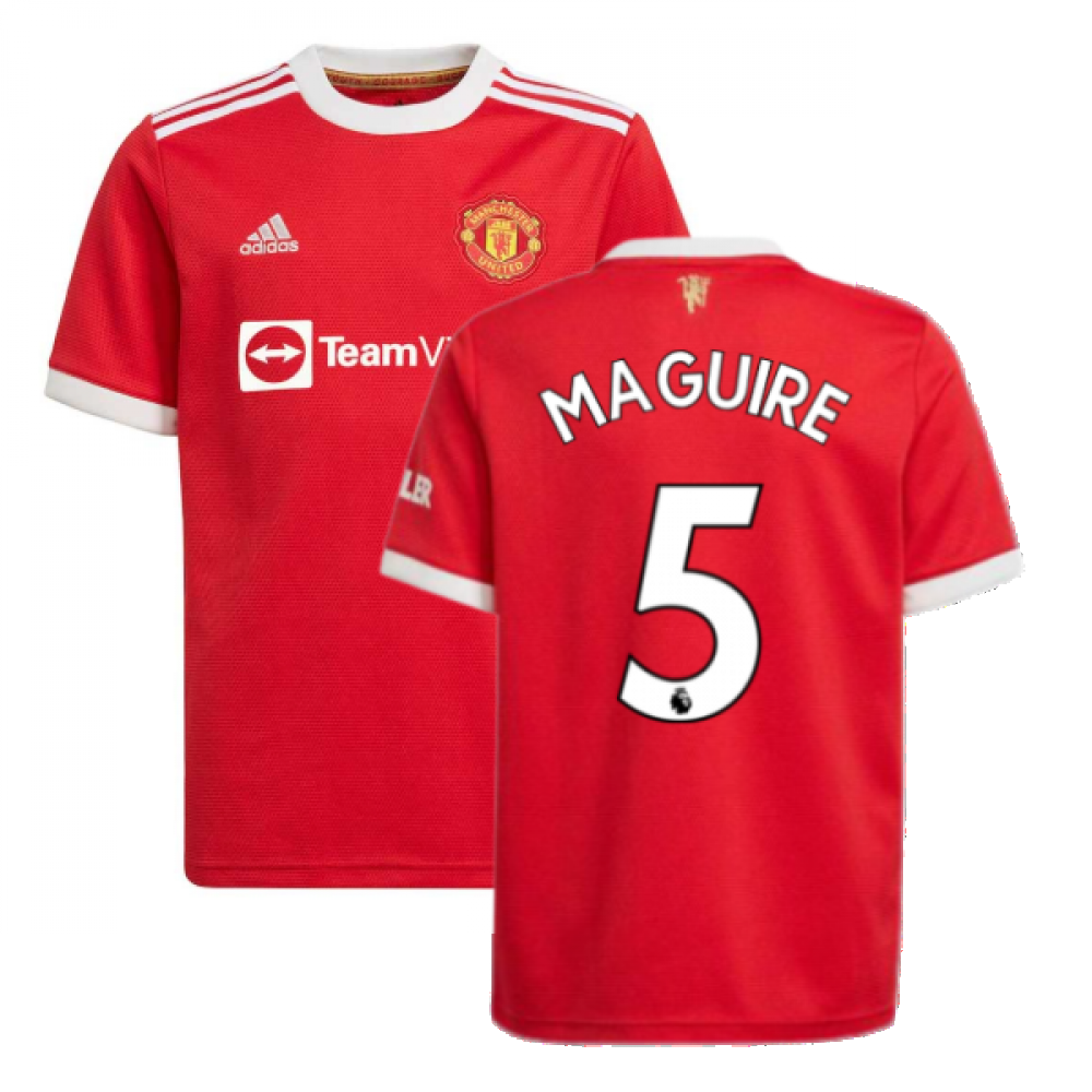Man Utd 2021 2022 Home Shirt Kids MAGUIRE 5 Classic Football Kit