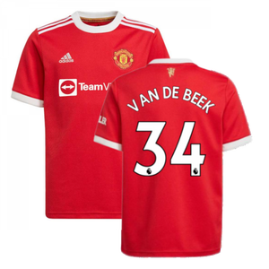 Man Utd 2021-2022 Home Shirt (Kids) (VAN DE BEEK 34)_0