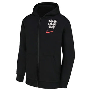 2022-2023 England Core Hooded Top (Black) - Kids_0