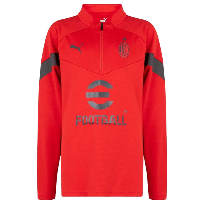 2022-2023 AC Milan Half Zip Training Top (Red) - Kids