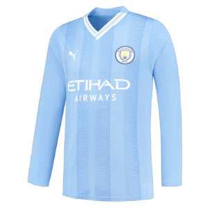 Manchester City 2023-2024 Puma Home Long Sleeved Shirt (S) (Good)_0