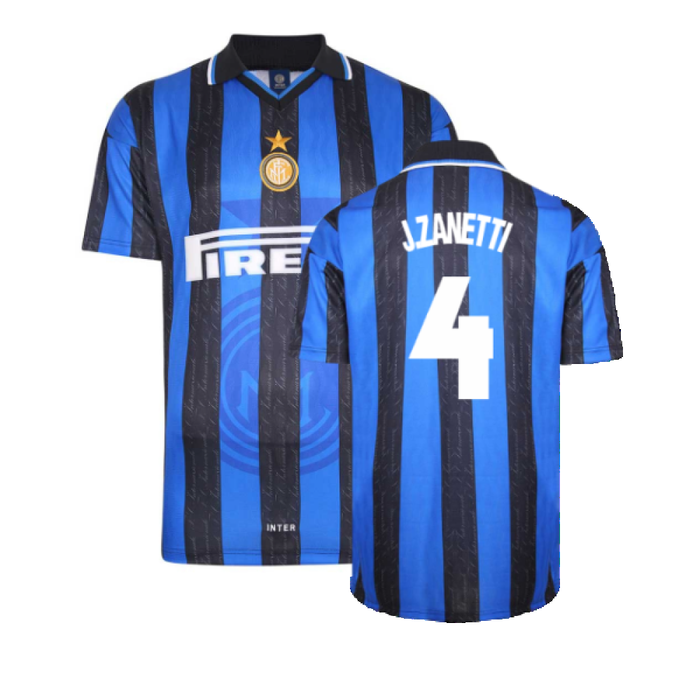 1998 Inter Milan Score Draw Home Shirt (M) (Excellent) (J.ZANETTI 4)