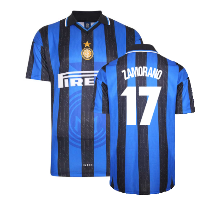 1998 Inter Milan Score Draw Home Shirt (M) (Excellent) (Zamorano 17)