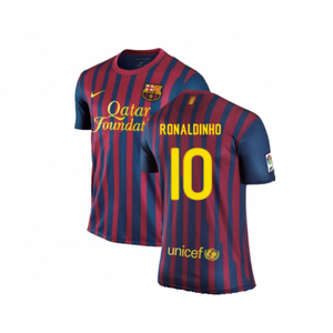 Barcelona 2011-2012 Home Shirt (S) (Excellent) (Ronaldinho 10)_0