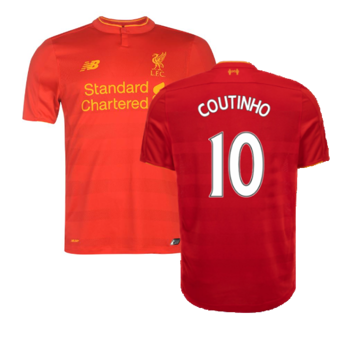 Liverpool 2016-17 Home Football Shirt (Excellent) (Coutinho 10)