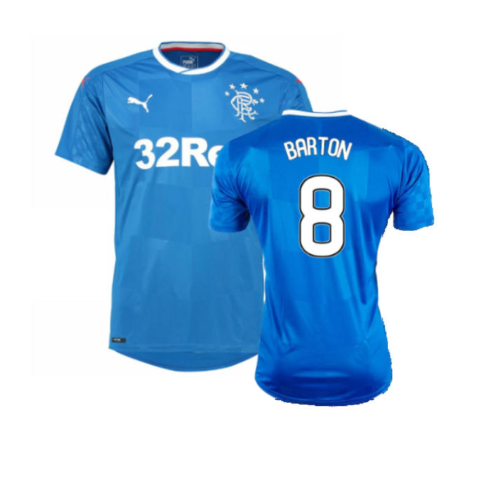 Rangers 2016-17 Home Shirt (M) (Very Good) (Barton 8)