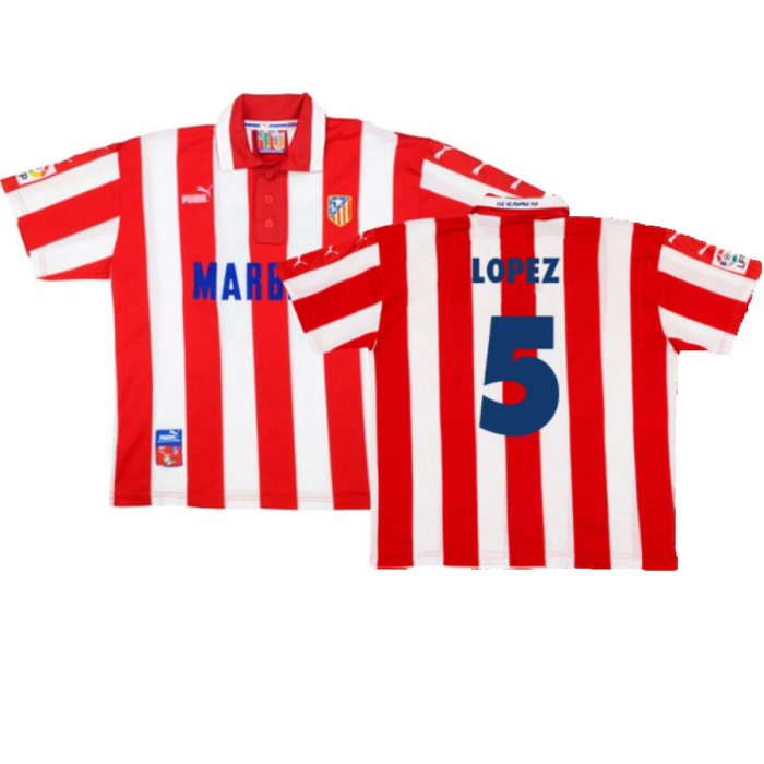 Atletico Madrid 1997-1998 Home Shirt (M) (Excellent) (Lopez 5)