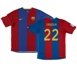 Barcelona 2006-07 Home Shirt (Sponsorless) (Excellent) (Saviola 22)_0