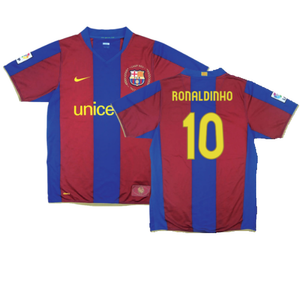 Barcelona 2007-08 Home Shirt (XL) (Excellent) (Ronaldinho 10)_0