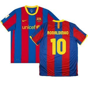 Barcelona 2010-11 Home Shirt (L) (Very Good) (Ronaldinho 10)_0