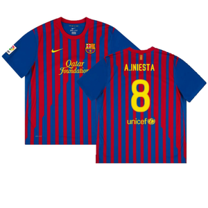 Barcelona 2011-12 Home Shirt (S) (Good) (A.Iniesta 8)_0