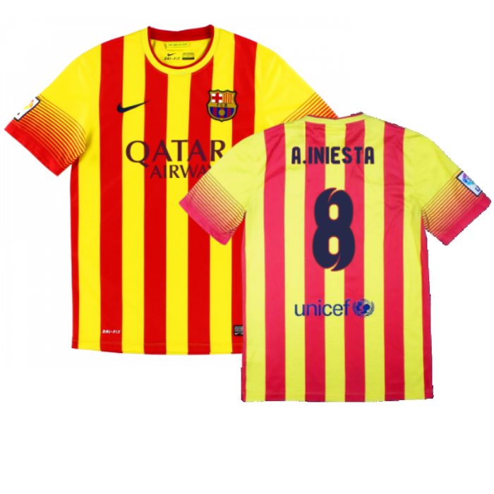 Barcelona 2013-14 Away Shirt (S) (Excellent) (A.Iniesta 8)