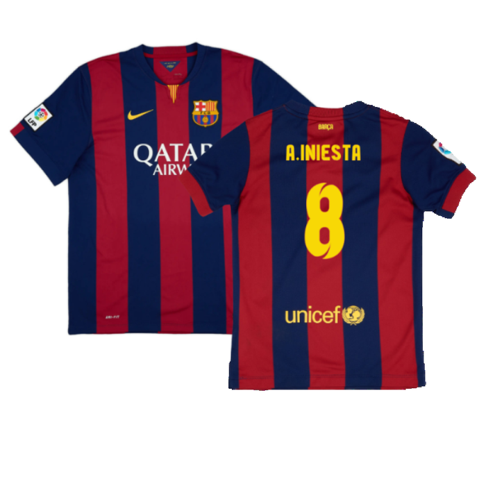 Barcelona 2014-15 home shirt (L) (Mint) (A.Iniesta 8)