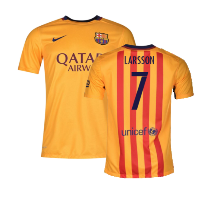 Barcelona 2015-16 Away Shirt (2XL) (Mint) (Larsson 7)