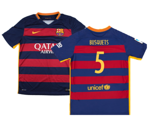 Barcelona 2015-16 Home Shirt (2XL) (Mint) (Busquets 5)_0