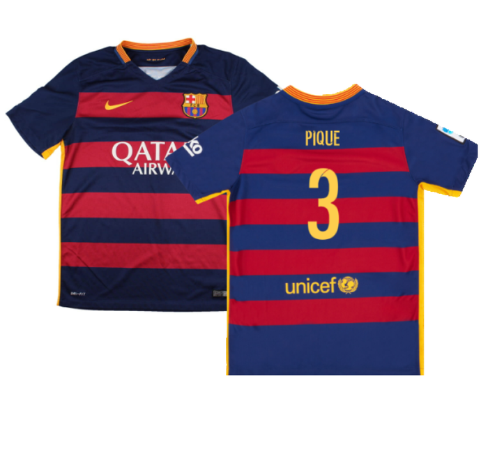 Barcelona 2015-16 Home Shirt (2XL) (Mint) (Pique 3)