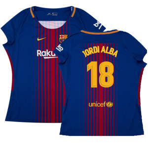 Barcelona 2017-18 Home Shirt (Womens) (M) (Mint) (Jordi Alba 18)_0