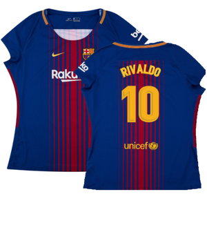 Barcelona 2017-18 Home Shirt (Womens) (M) (Mint) (Rivaldo 10)_0