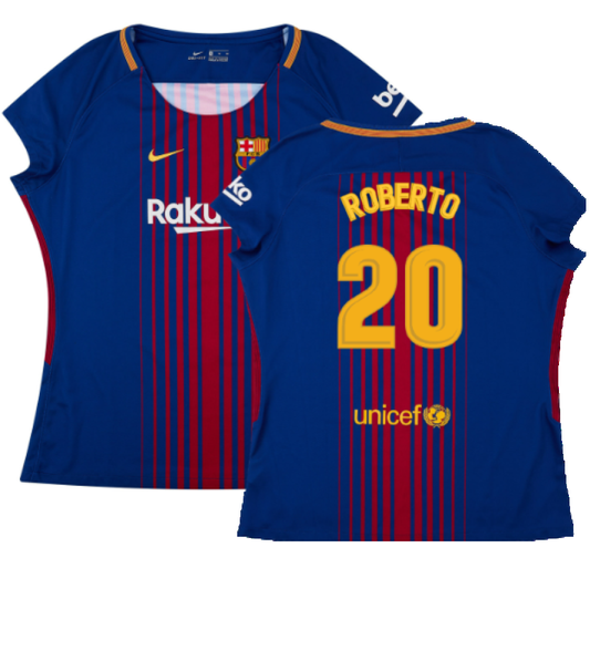 Barcelona 2017-18 Home Shirt (Womens) (XL) (Mint) (Roberto 20)_0