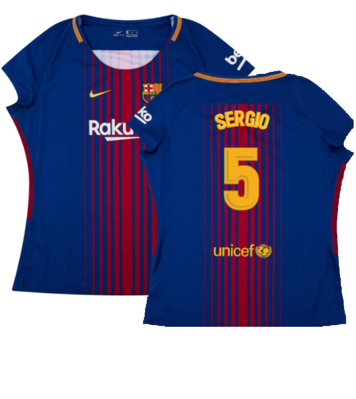 Barcelona 2017-18 Home Shirt (Womens) (XL) (Mint) (Sergio 5)