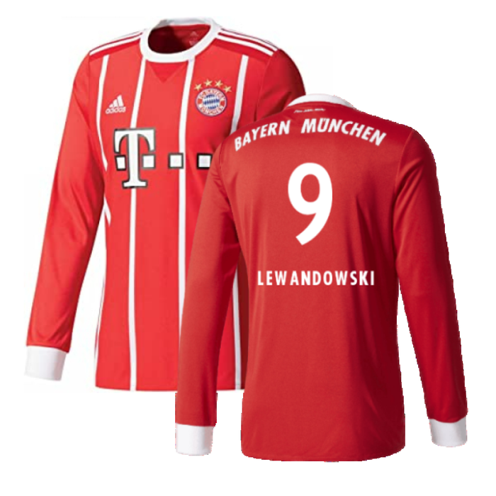 Bayern Munich 2017-18 Home Long Sleeve Shirt (XL) (Excellent) (Lewandowski 9)