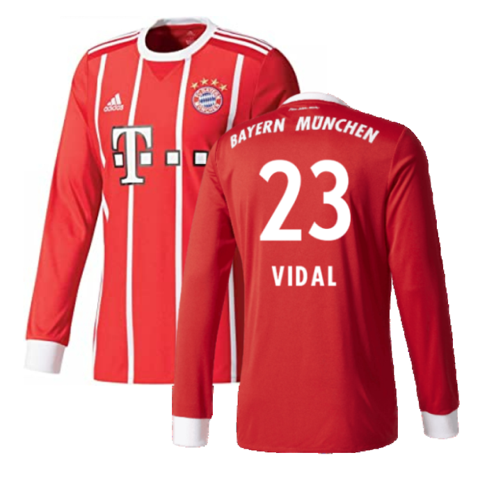 Bayern Munich 2017-18 Home Long Sleeve Shirt (XL) (Excellent) (Vidal 23)