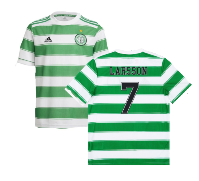 Celtic 2021-22 Home Shirt (Sponsorless) (L) (LARSSON 7) (Good)