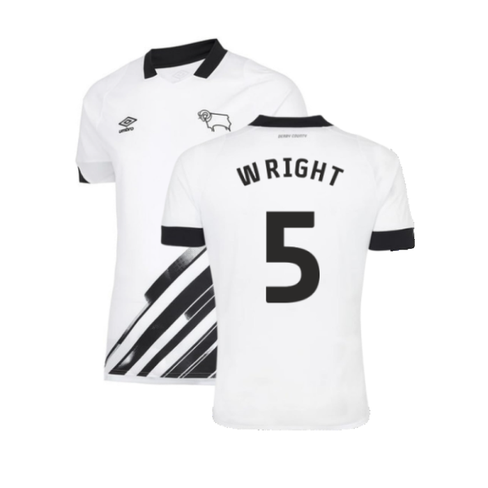 Derby County 2022-23 Home Shirt (Sponsorless) (S) (Wright 5) (Excellent)