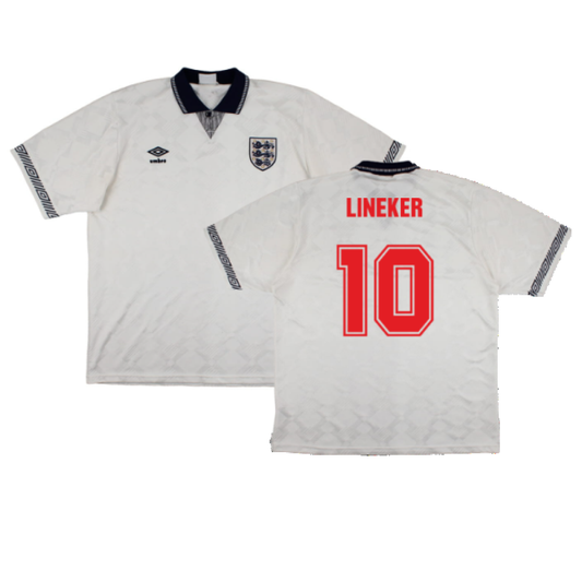 England 1990-92 Home Shirt (L) (Very Good) (Lineker 10)_0