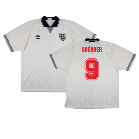 England 1990-92 Home Shirt (Good) (Shearer 9)_0