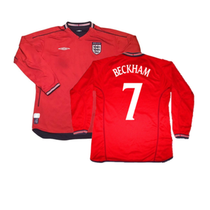 England 2002-04 Away L/S Shirt (L) (Good) (Beckham 7)_0