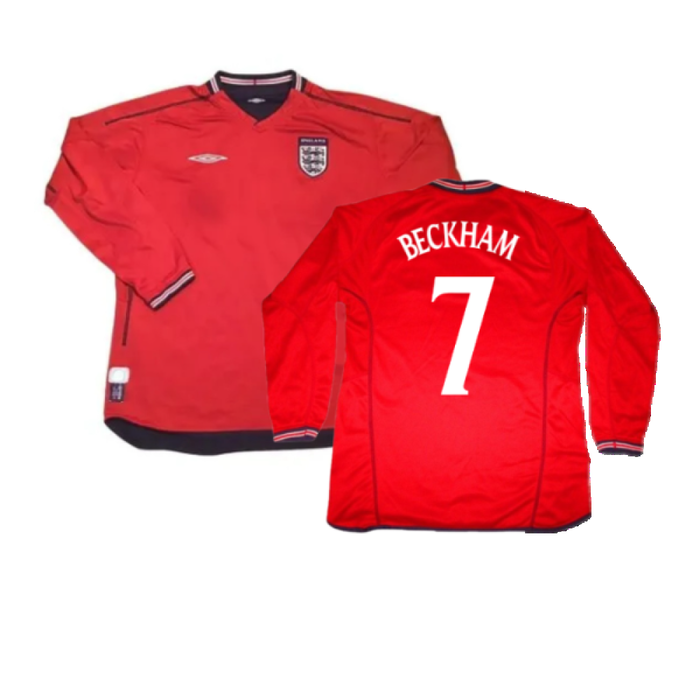 England 2002-04 Long Sleeve Away Shirt (S) (Very Good) (Beckham 7)