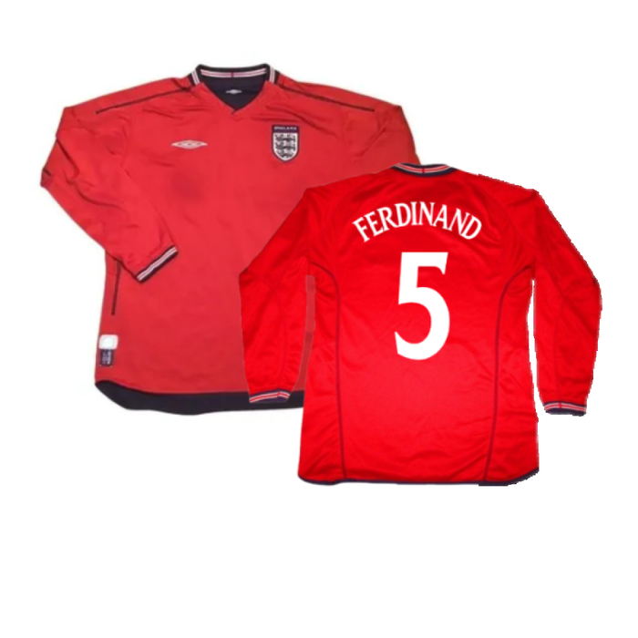 England 2002-04 Long Sleeve Away Shirt (S) (Very Good) (FERDINAND 5)