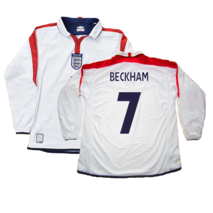 England 2003-05 Long Sleeved Home Shirt (L) (Excellent) (Beckham 7)