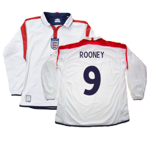 England 2003-05 Long Sleeved Home Shirt (L) (Excellent) (Rooney 9)_0