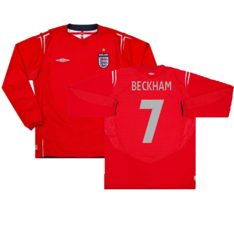 ウェア England Away 2004 #7 Beckham Longsleeve ukss-image-england-2004-06-