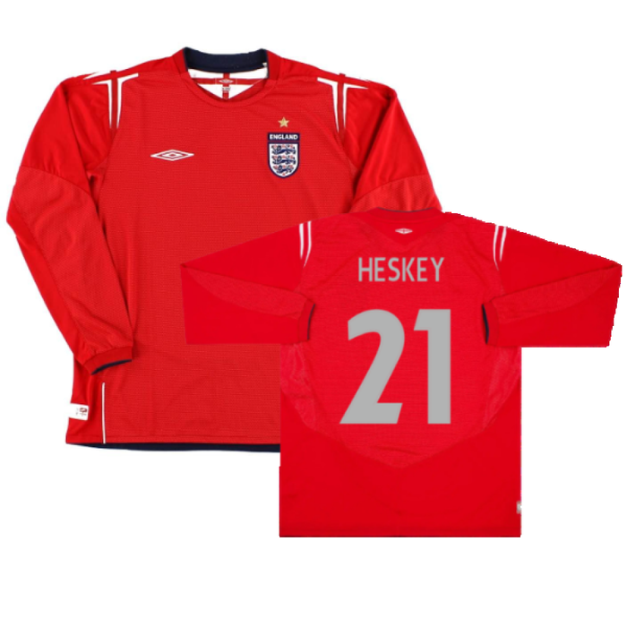 England 2004-2006 Long Sleeve Away Shirt (L) (Excellent) (Heskey 21)