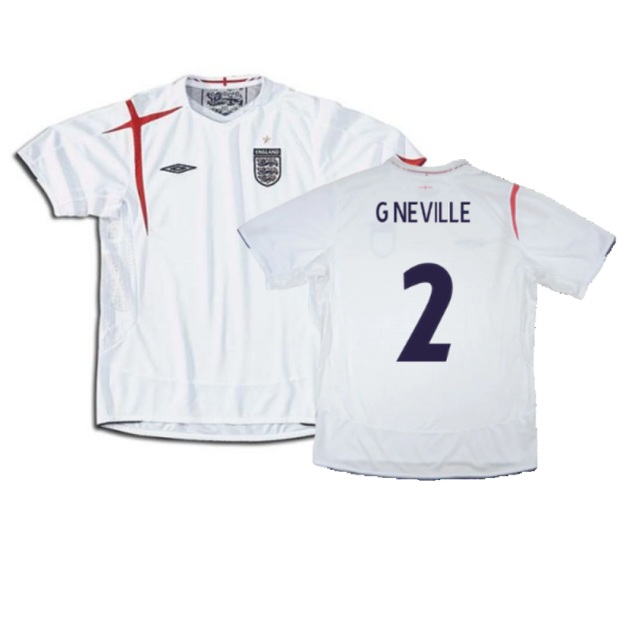 England 2005-2007 Home Shirt  (XL) (Excellent) (G NEVILLE 2)