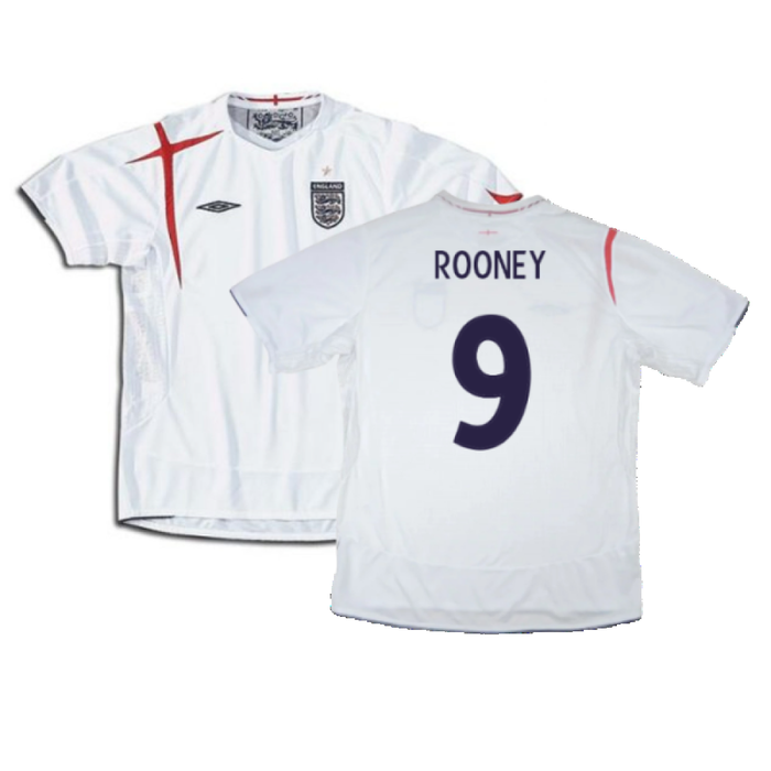 England 2005-2007 Home Shirt (XXL) (Mint) (ROONEY 9)