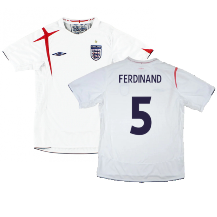 England 2006-08 Home Shirt (XL) (Excellent) (FERDINAND 5)