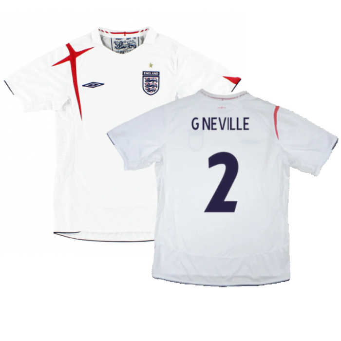 England 2006-08 Home Shirt (XL) (Excellent) (G NEVILLE 2)