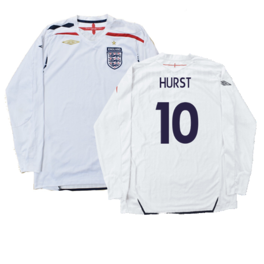 England 2007-09 Long Sleeve Home Shirt (XXL) (Very Good) (HURST 10)_0