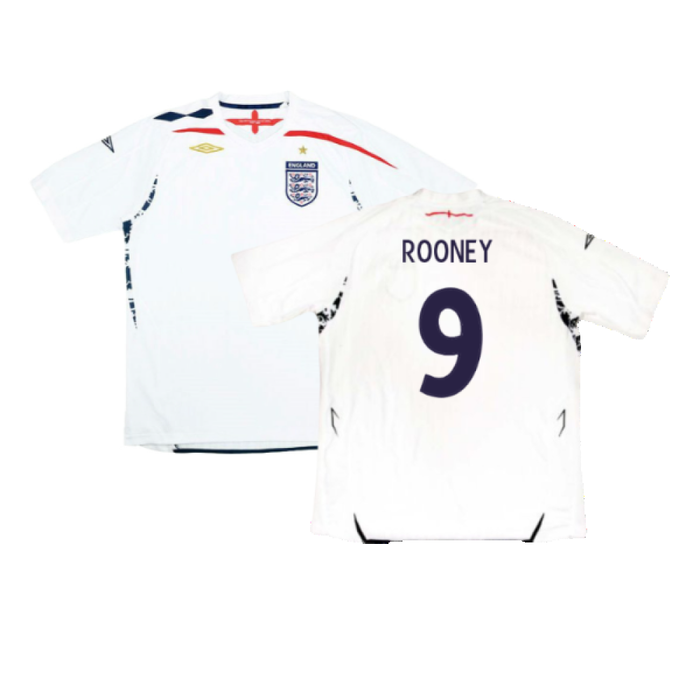 England 2007-09 Home Shirt (XL) (Excellent) (ROONEY 9)