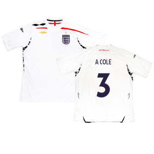 England 2007-2009 Home Shirt (XL) (A COLE 3) (Fair)_0