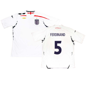 England 2007-2009 Home Shirt (XL) (FERDINAND 5) (Good)_0