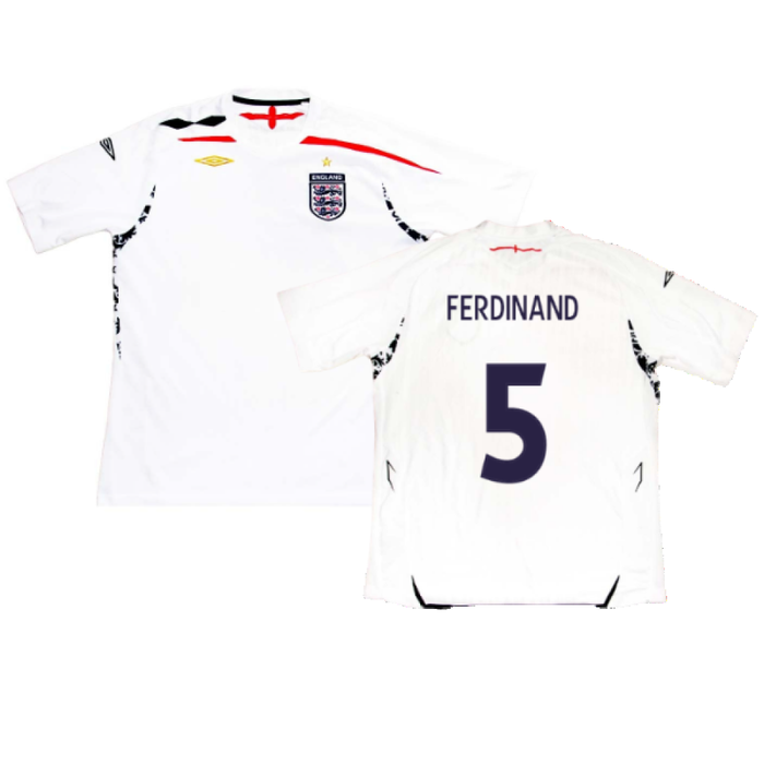 England 2007-2009 Home Shirt (XL) (FERDINAND 5) (Fair)