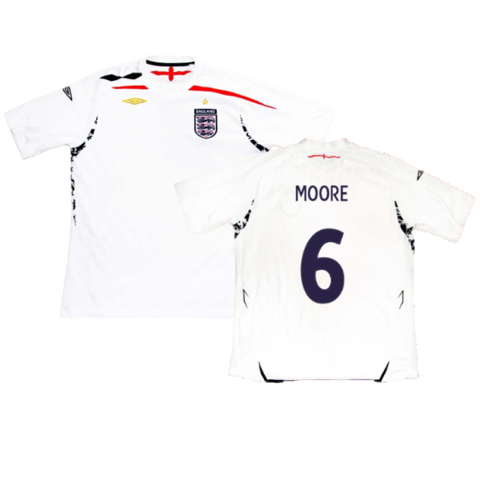 England 2007-2009 Home Shirt (XL) (MOORE 6) (Fair)