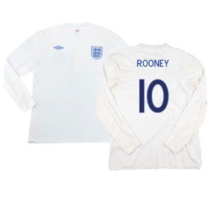 England 2010-11 Long Sleeve Home Shirt(M) (Good) (ROONEY 10)_0