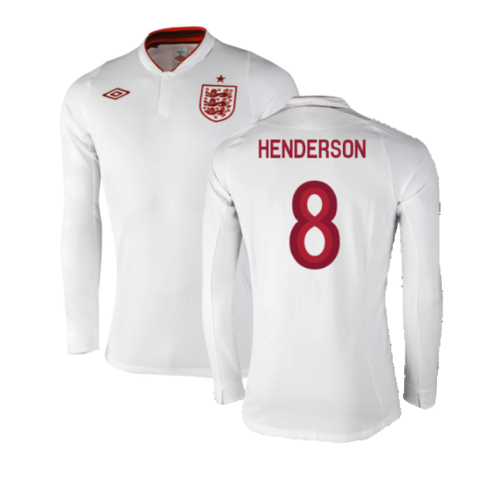 England 2012-13 Long Sleeve Home Shirt (L) (Fair) (Henderson 8)